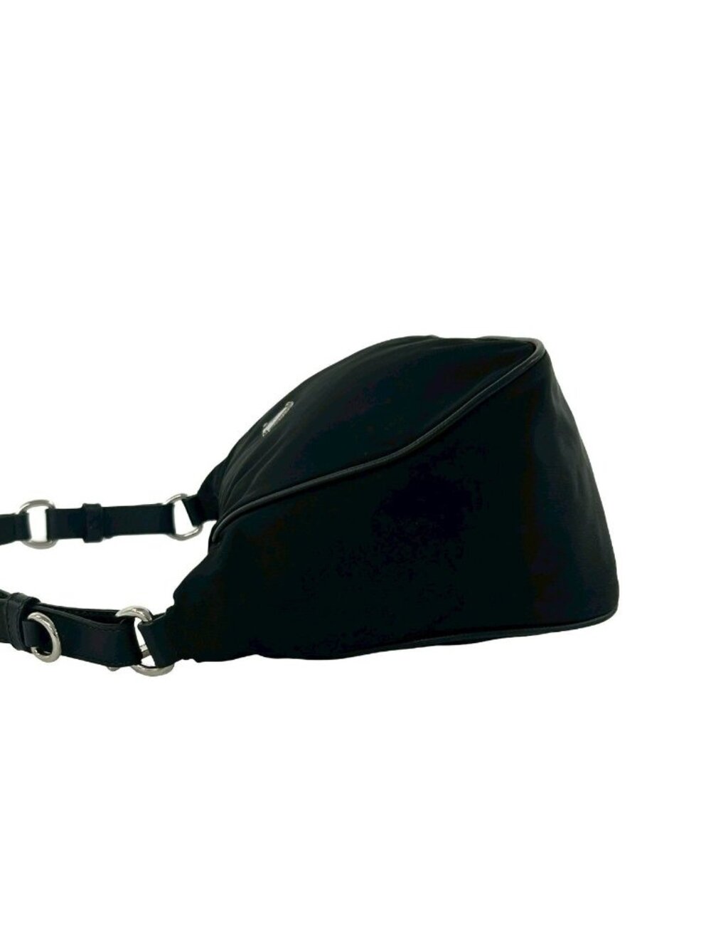 ★SOLD★ Prada Triangle Logo Nylon Leather Shoulder Bag Semi Black - Picture 5 of 10